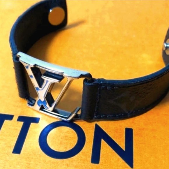 Louis Vuitton Jewelry - Louis Vuitton Leather Cuff Bracelet Statement Logo with Silver Hardware 💫⭐️☀️